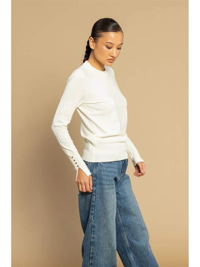 Bisiklet Yaka Triko 4690 Ekru