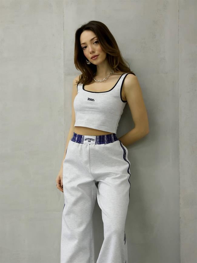 Biye Detaylı 2000S Nakışlı Atlet Atl01547 Gri