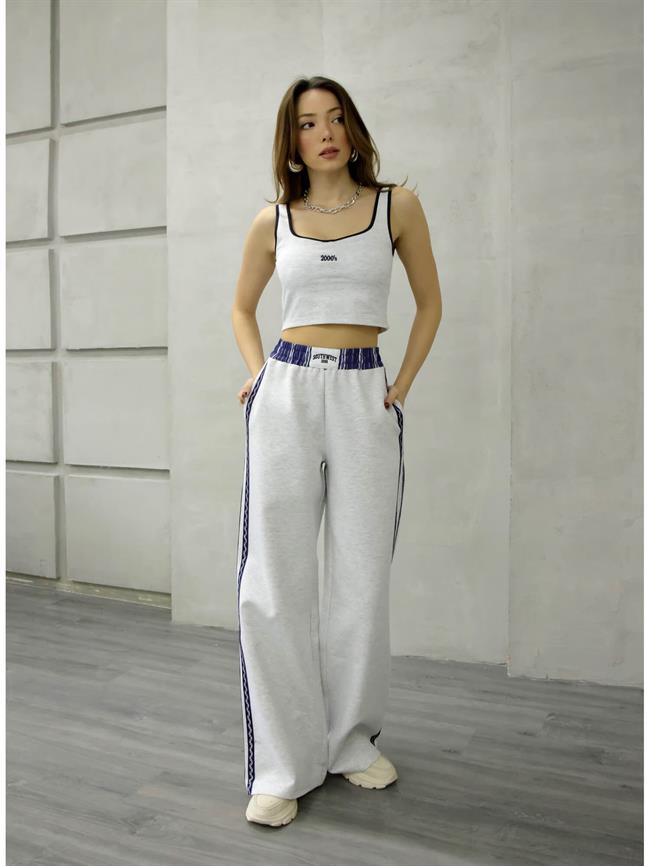 Biye Detaylı 2000S Nakışlı Atlet Atl01547 Gri