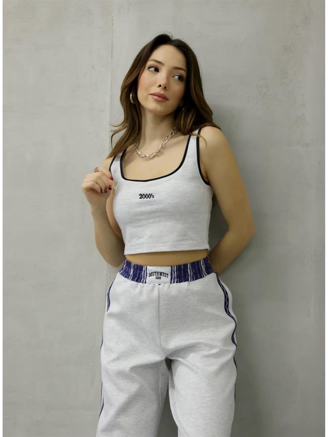 Biye Detaylı 2000S Nakışlı Atlet Atl01547 Gri