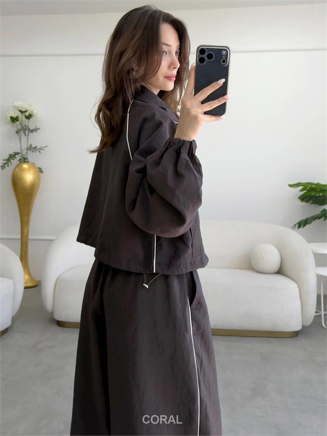 Boğazlı Biyeli Fermuarlı Ceket CKT01527 Kahve