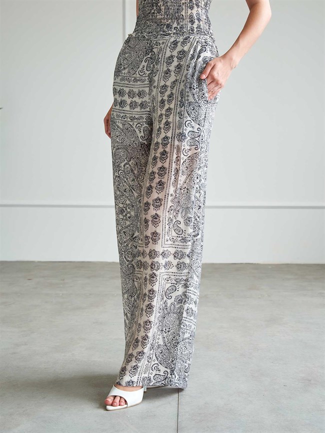 Bohem Desenli Crop Pantolon Takım 220669 Lacivert