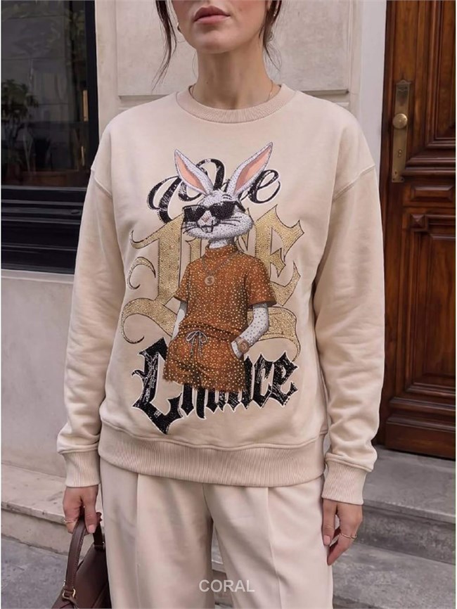 BugsBunny Taşlı SweatShirt 5924 Taş