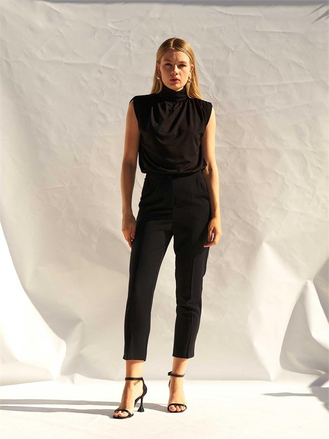 Büzgü Detaylı Örme Bodysuit 072008 Siyah