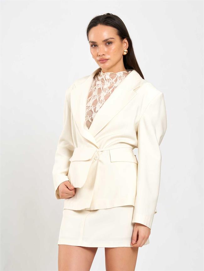 Çantalı Oversize Ceket 131057 Krem