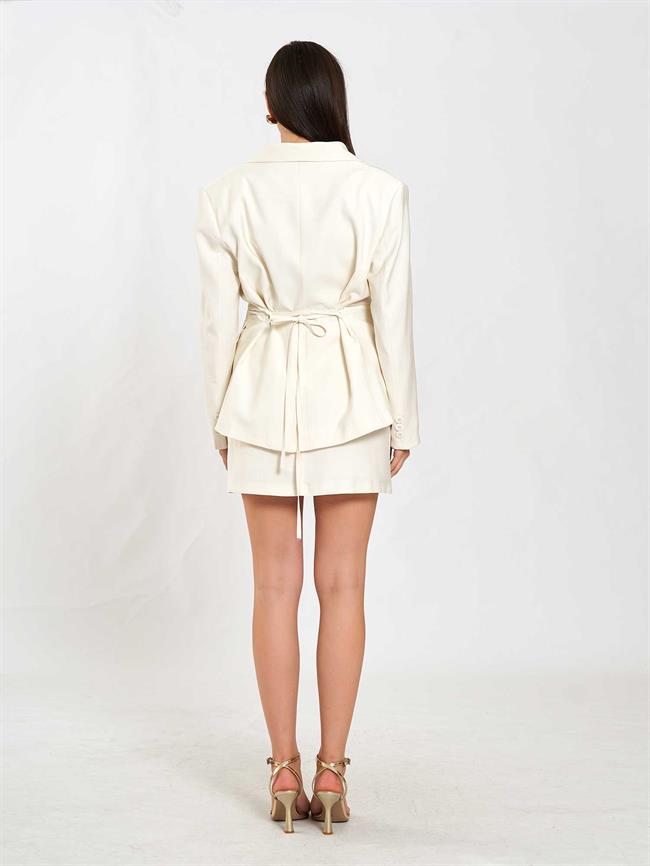 Çantalı Oversize Ceket 131057 Krem