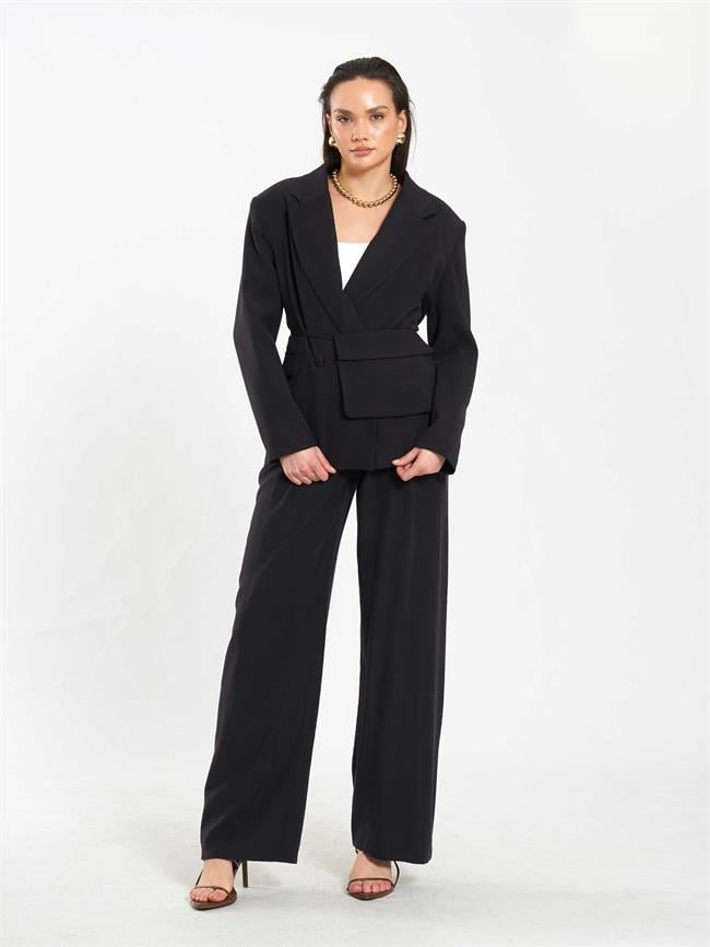 Çantalı Oversize Ceket 131057 Siyah