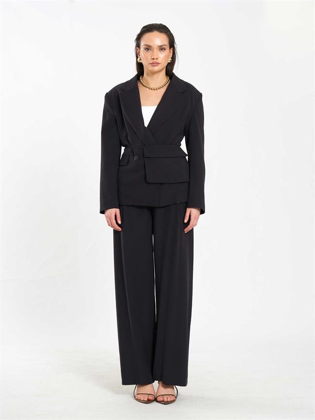 Çantalı Oversize Ceket 131057 Siyah