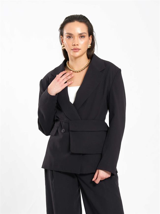 Çantalı Oversize Ceket 131057 Siyah