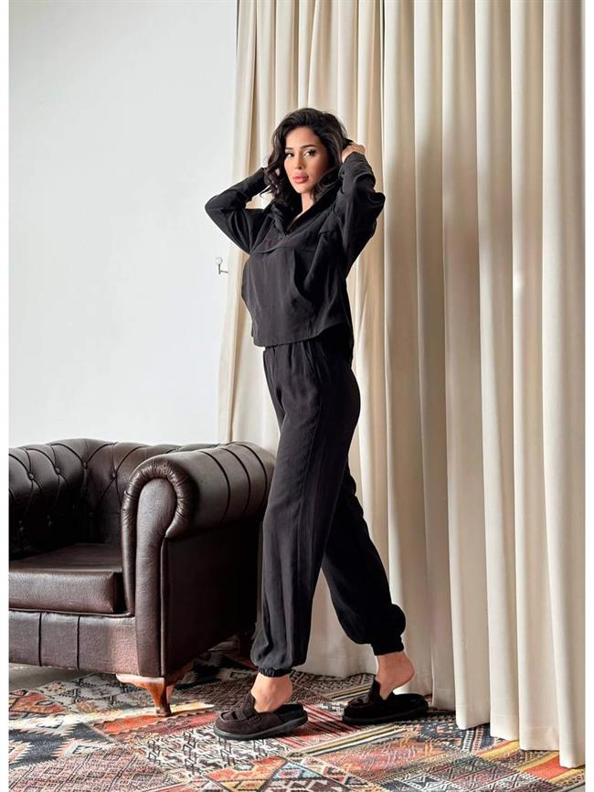 Cepli Fermuarlı Ceket Pantolon Takım 6029 Siyah