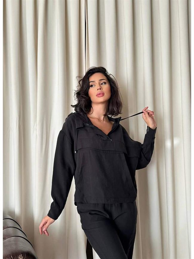 Cepli Fermuarlı Ceket Pantolon Takım 6029 Siyah