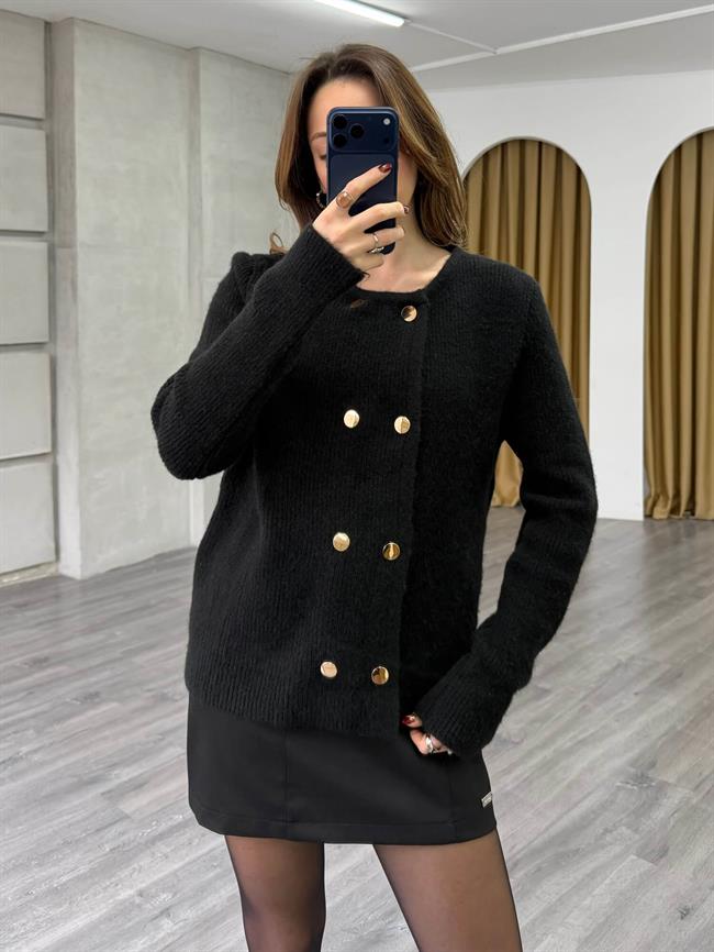 Çift Sıra Düğmeli Hırka 75311 Siyah