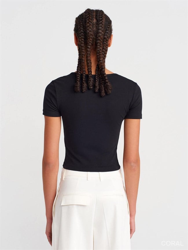 ÇıtÇıt Düğmeli Kısa Kollu Badi 31704 Siyah