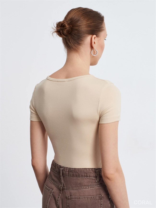 ÇıtÇıt Düğmeli Kısa Kollu Badi 31704 Taş