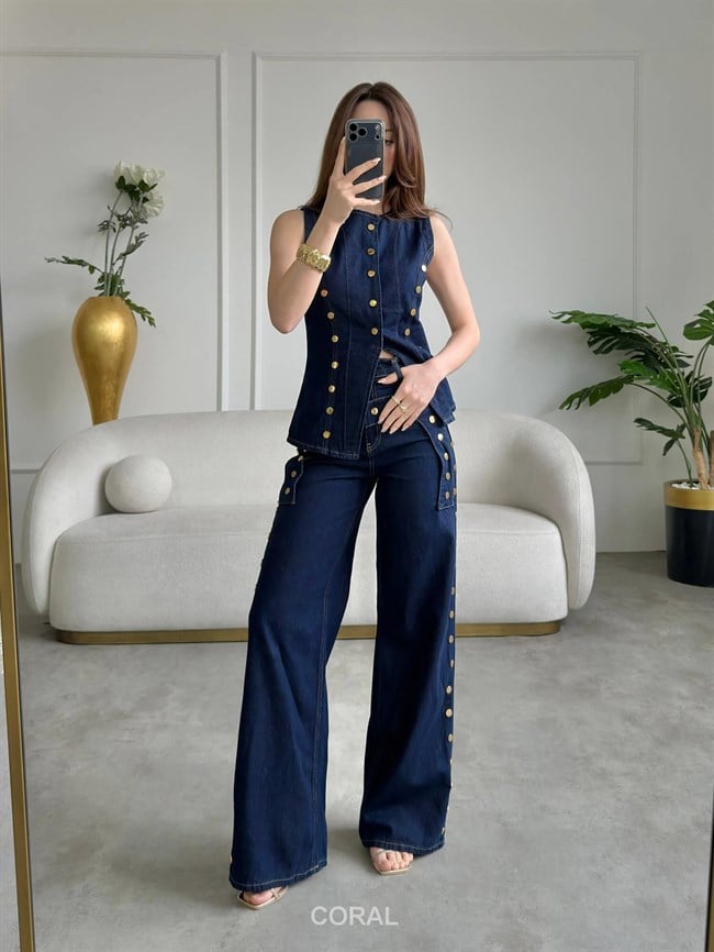 Çıtçıtlı Kot Pantolon 8321 Lacivert