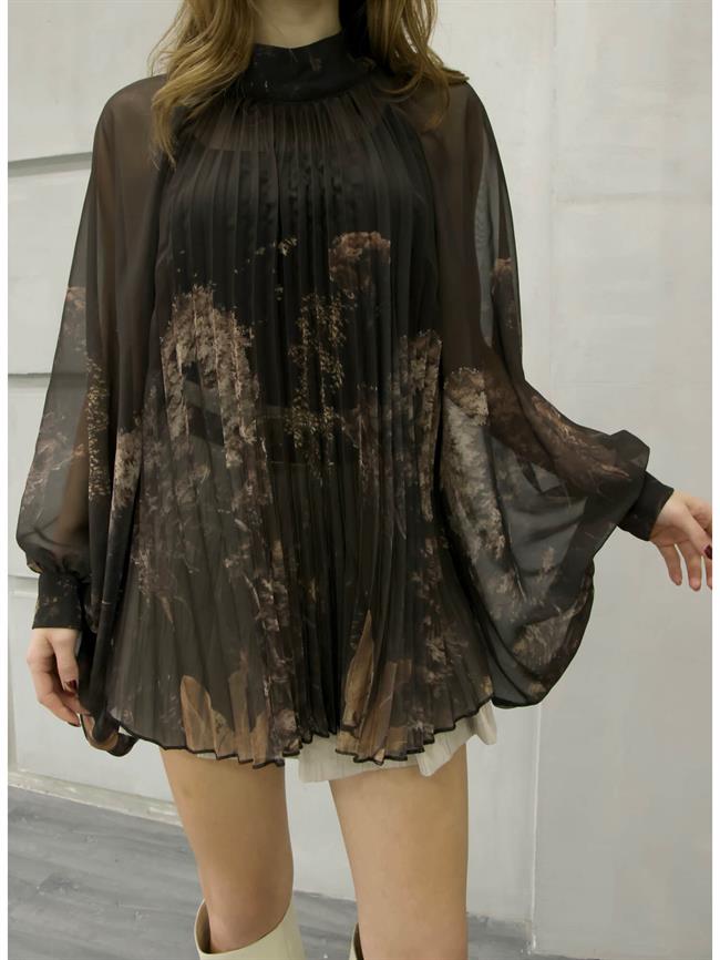 Çizgili Desenli Bluz 39278 Kahve