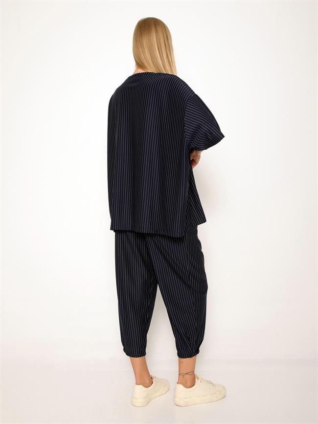 Çizgili Üçlü Takım Lacivert