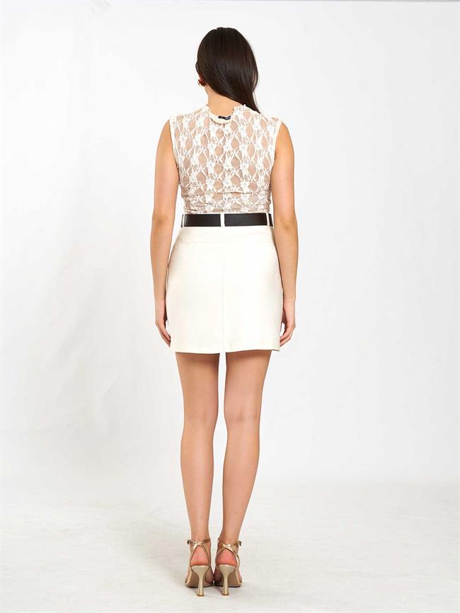 Contalı Mini Etek 041169 Krem