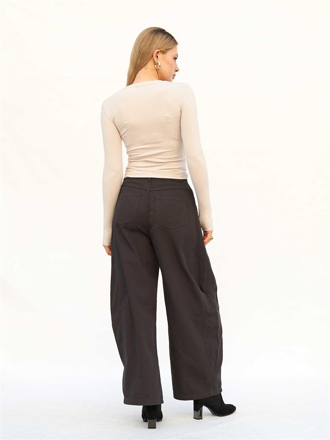 Curve Wide Gabardin Pantolon 031738 Antrasit