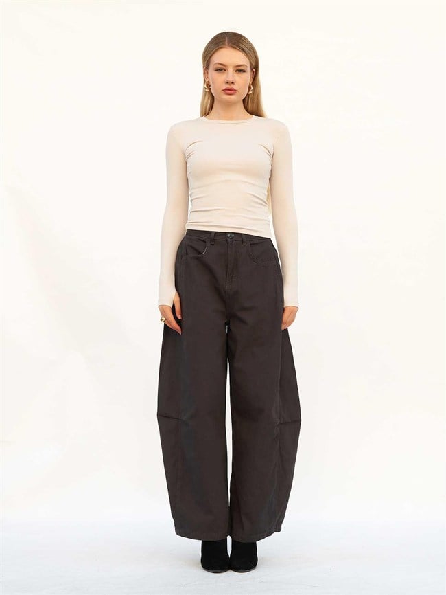 Curve Wide Gabardin Pantolon 031738 Antrasit