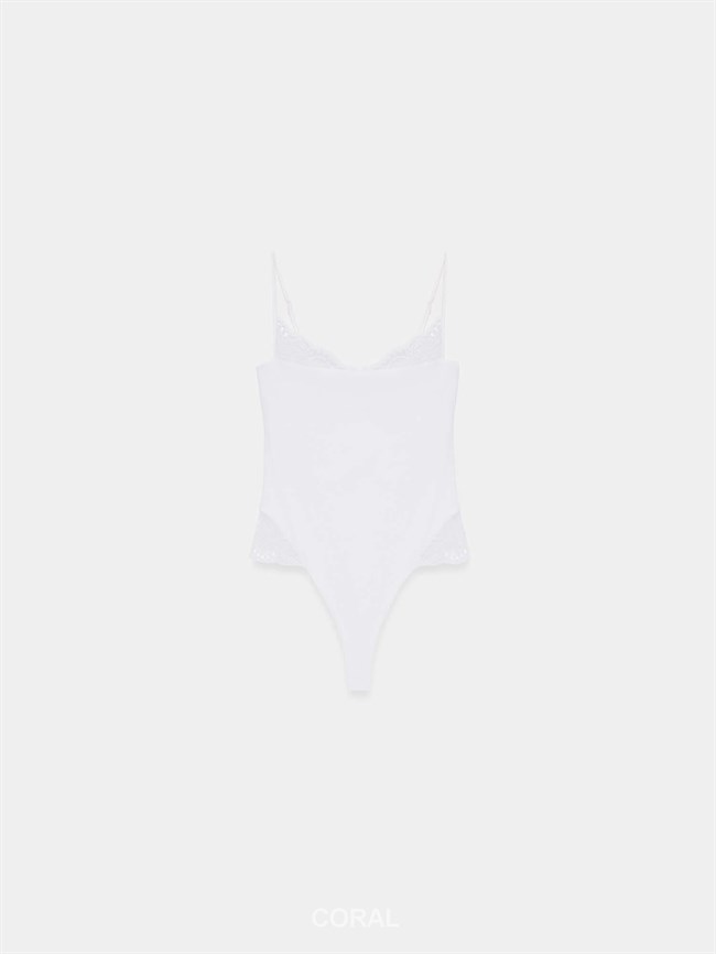 Dantel Detaylı Bodysuit 32730 Beyaz