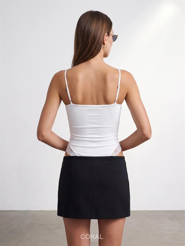 Dantel Detaylı Bodysuit 32730 Beyaz