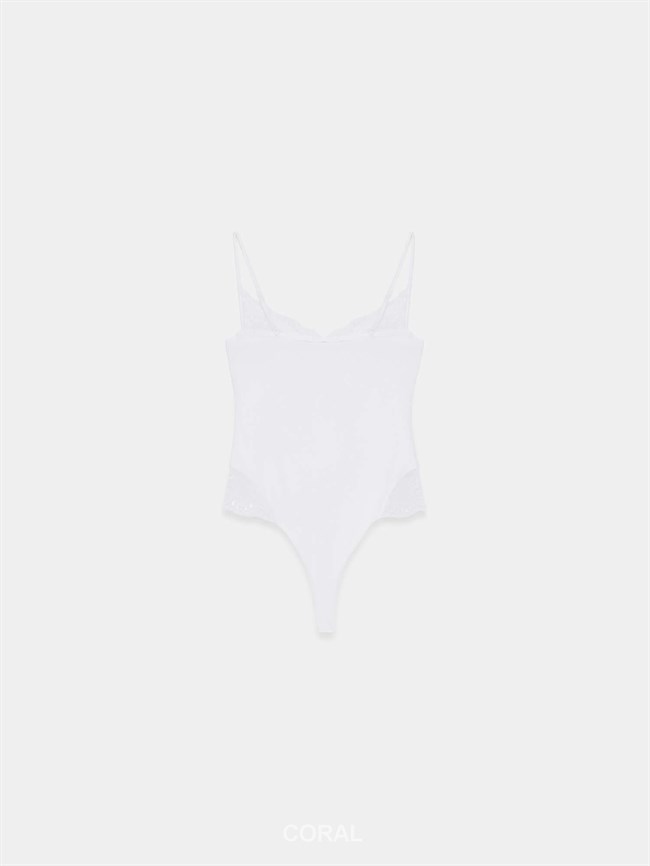 Dantel Detaylı Bodysuit 32730 Beyaz