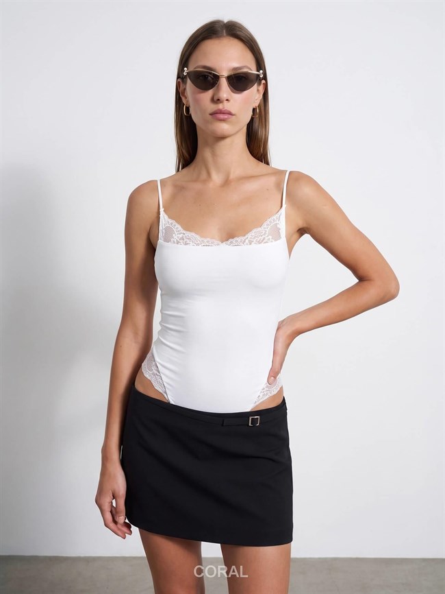 Dantel Detaylı Bodysuit 32730 Beyaz