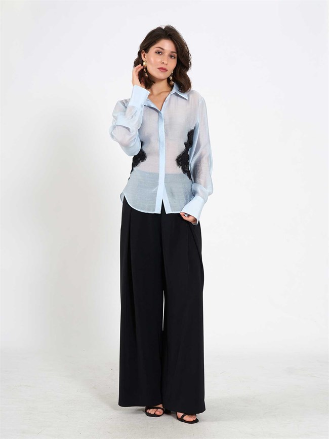 Dantel Detaylı Gömlek 080812 Bebe Mavi