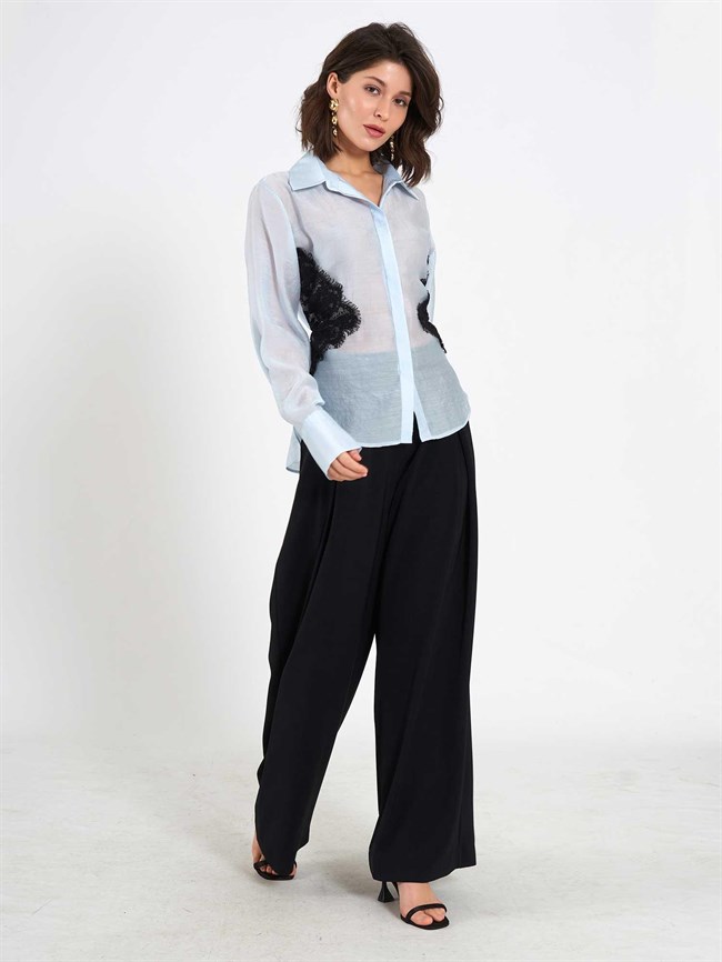 Dantel Detaylı Gömlek 080812 Bebe Mavi