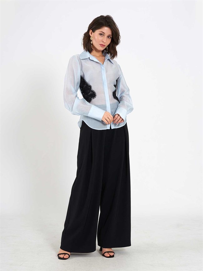 Dantel Detaylı Gömlek 080812 Bebe Mavi