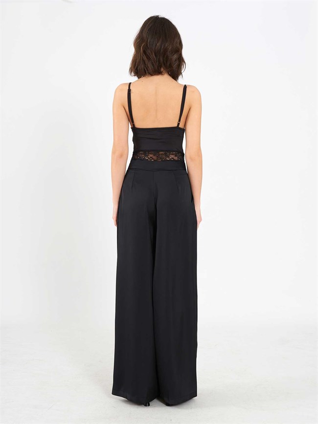 Dantel Detaylı Örme Bluz 071913 Siyah