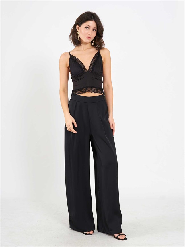 Dantel Detaylı Örme Bluz 071913 Siyah