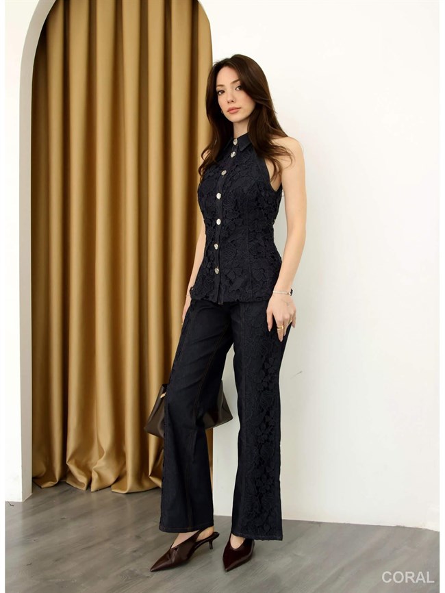 Dantel Garnili Pantolon 18089 Lacivert