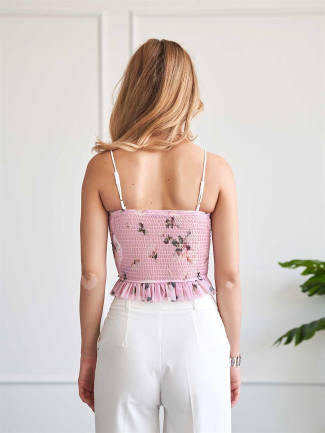 Dantel Garnili Tül Korse 060337 Pembe