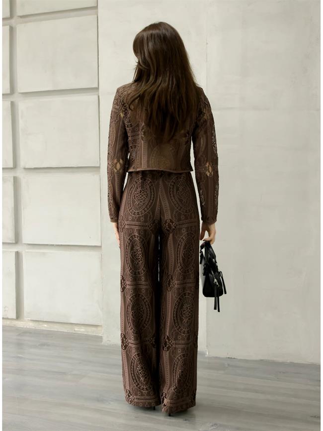 Dantelli Bol Pantolon 29615 Kahve