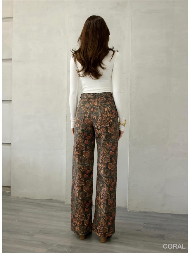 Desenli Denim Pantolon 0915 Kahve