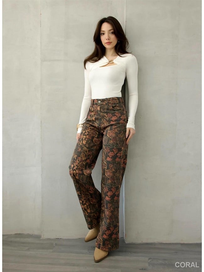 Desenli Denim Pantolon 0915 Kahve