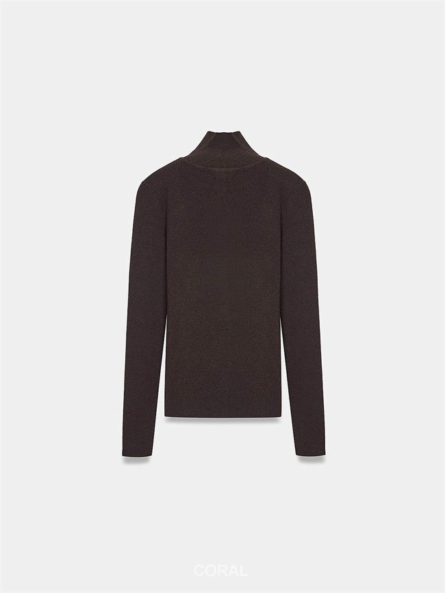 Dik Yaka Çıtçıtlı Kazak 10686 Koyu Kahve