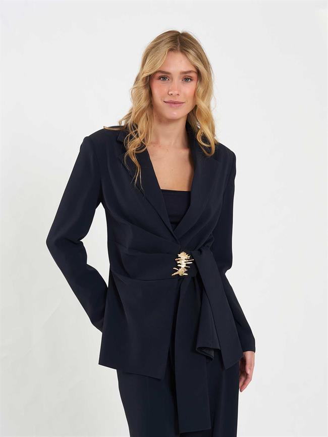 Drapeli Tokalı Fit Ceket 131047 Lacivert