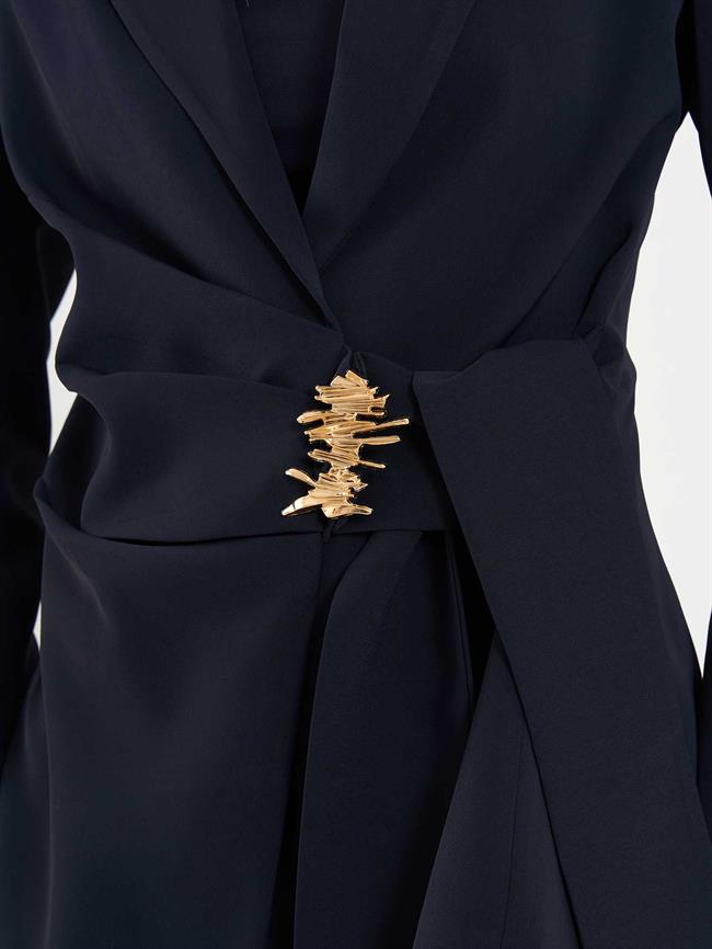 Drapeli Tokalı Fit Ceket 131047 Lacivert