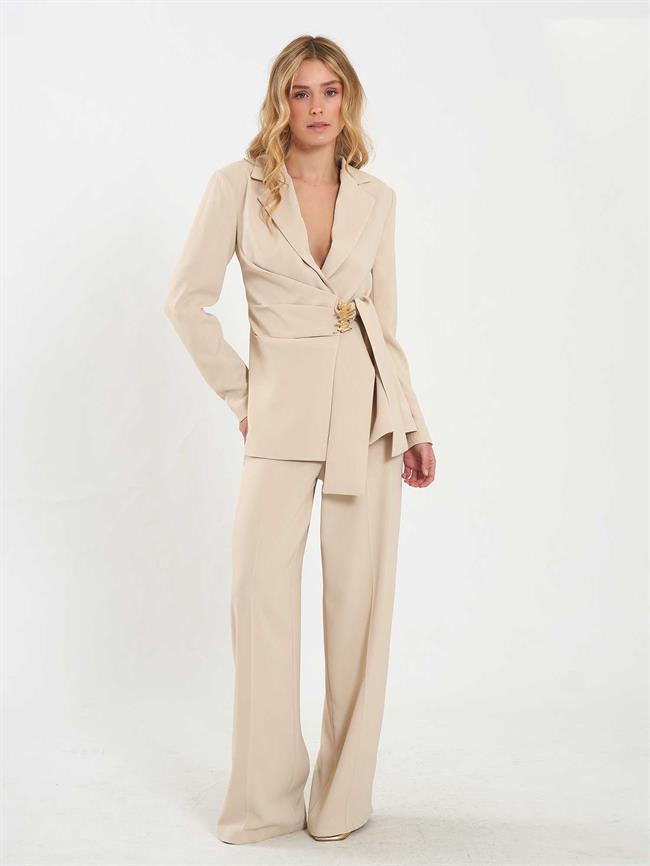 Drapeli Tokalı Fit Ceket 131047 Taş