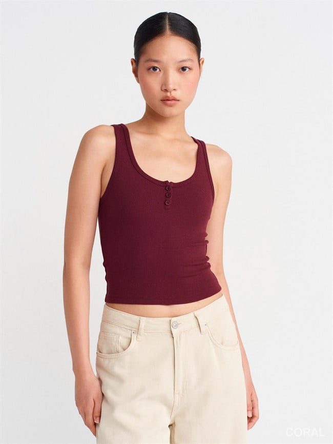 Düğmeli Askılı Badi 21158 Bordo