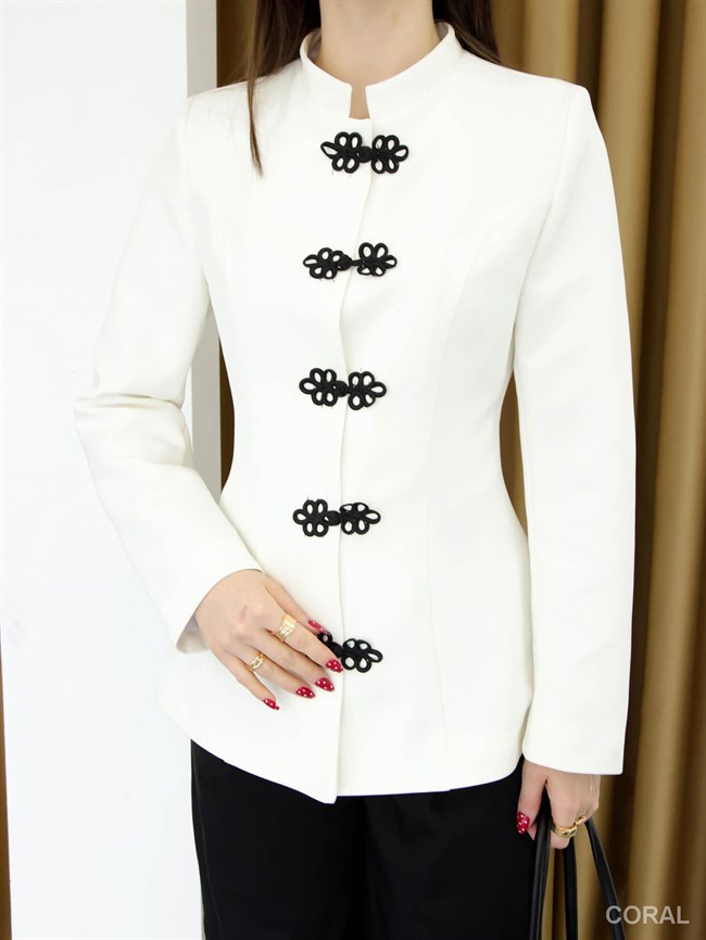 Düğmeli Ceket 0923 Beyaz