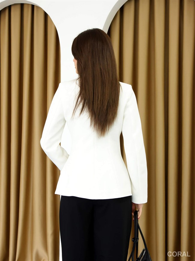 Düğmeli Ceket 0923 Beyaz