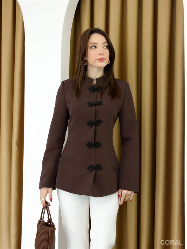 Düğmeli Ceket 0923 Kahve