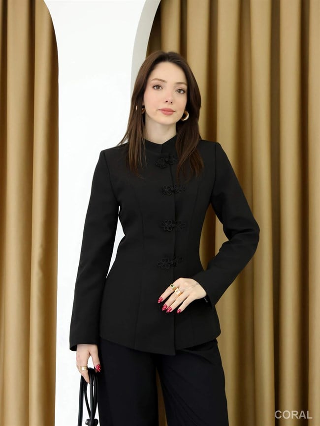 Düğmeli Ceket 0923 Siyah