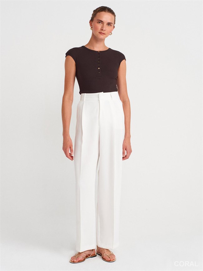 Düğmeli Kısa Kol Badi 31887 Kahve