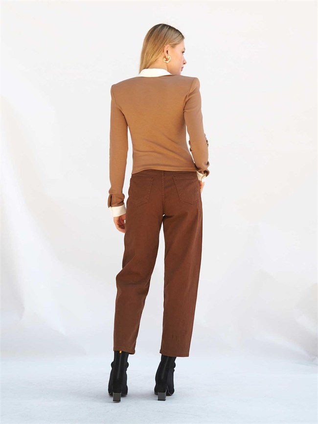 Düz Paça Gabardin Pantolon 031723 Kahve