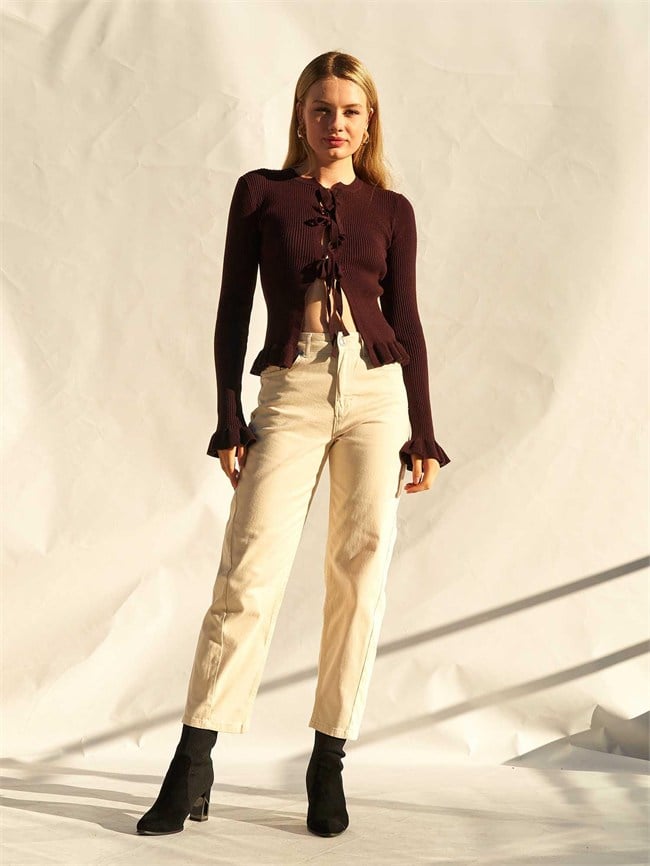 Düz Paça Gabardin Pantolon 031723 Krem